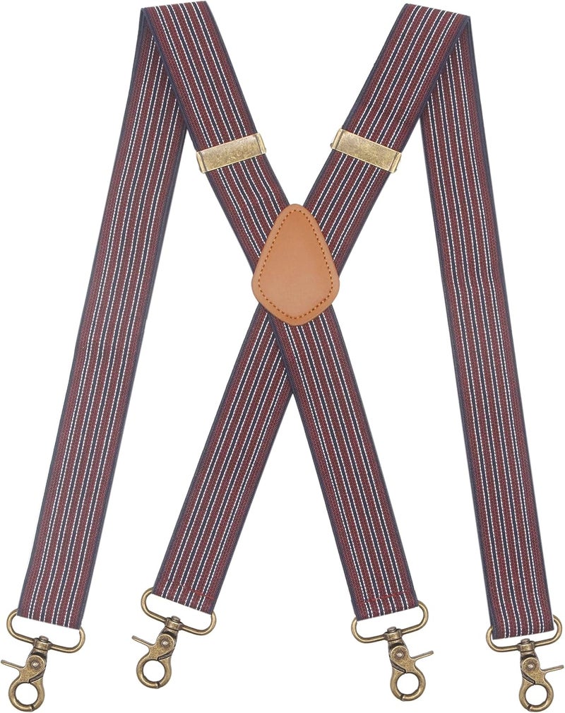Timiot Mens Suspender 4 Swivel Strong Hooks Adjustable Braces Elastic Comfortable X Style Heavy Duty Strap - Image 1